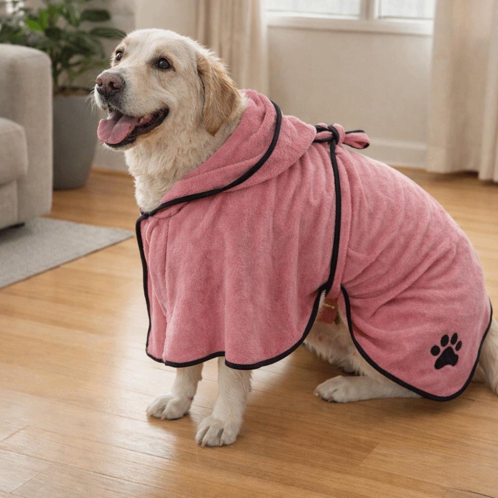 Hooded Pet Drying Towel Fixed Waist Belt Dog Bath Towels  for Cleaning Grooming