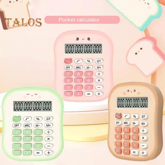 Портативный калькулятор 12-значный большой ЖК-дисплей Большие кнопки, легко нажимаемые, питание от батареи, цветной