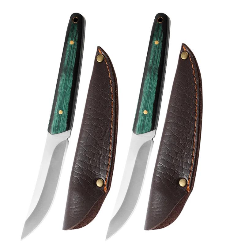 Мини-нож для нарезки из нержавеющей стали, ручной ковки, обвалочный нож, маленький поварской острый нож для фруктов, деревянная ручка