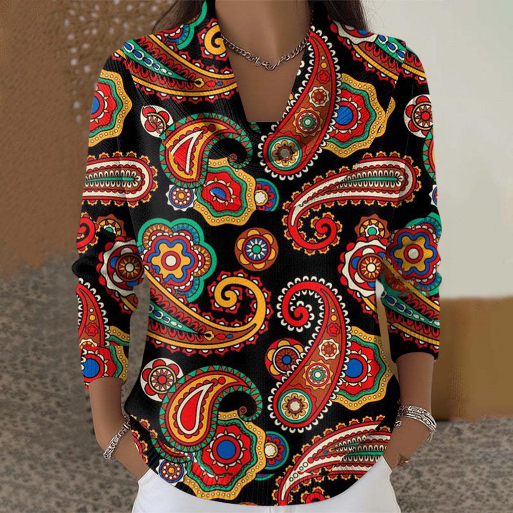 Женский повседневный и модный свитер с круглым вырезом, длинными рукавами и принтом