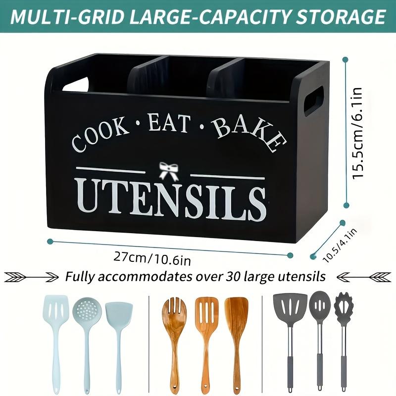 Деревенская деревянная кухонная стойка - три ящика для столовых приборов, настольное и настенное хранение для кухонных, столовых и кондитерских инструментов