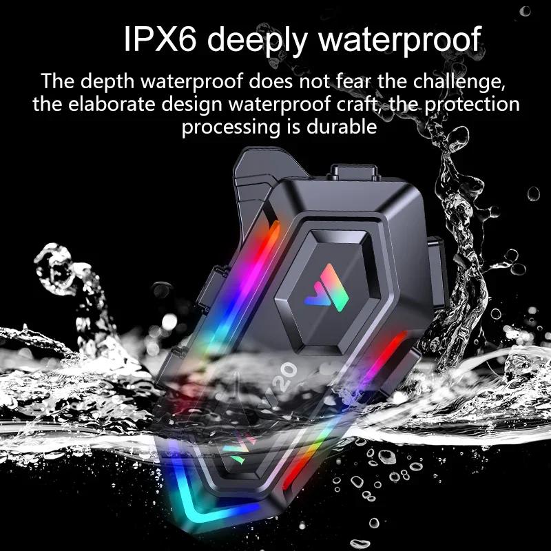 Y20 Мотошлем Bluetooth гарнитура с RGB подсветкой Handsfree звонки Шумоподавление Водонепроницаемые Беспроводные Мотоциклетные наушники 1000 мАч