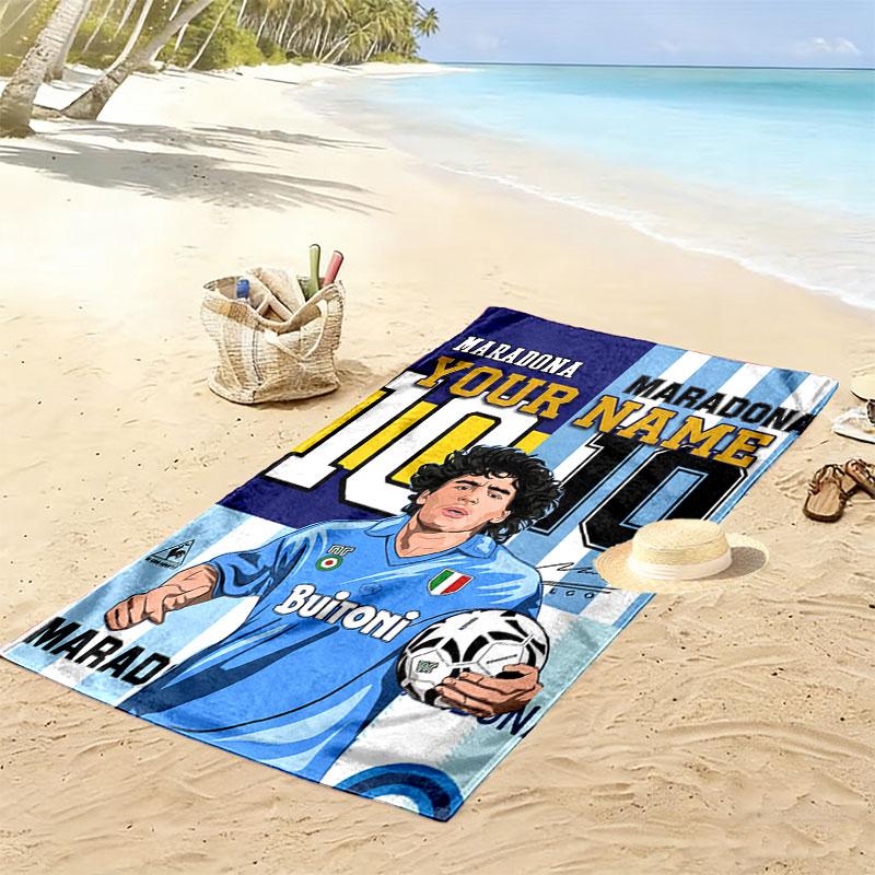 Custom Soccer Star Print Beach Towel, Large Soft Quick Dry Towel for Beach Camping Swimming
