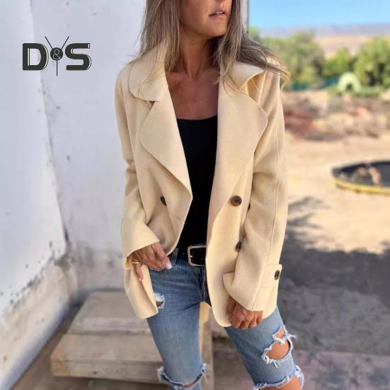 Женское зимнее пальто с отложным воротником, однотонное, двухстороннее, шерстяное, двубортное, свободного кроя, пальто, теплое, с длинными рукавами, для поездок на работу, для свиданий, весна