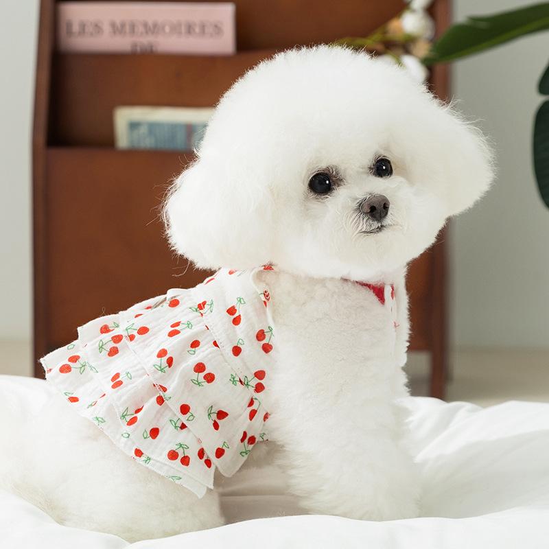 Puppy Full Printed Traction Suspender Dress Small Dog Bigbear Teddy Summer Outdoor Thin Pet Dog Dress