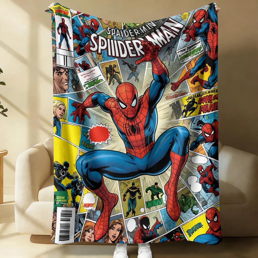Retro Comic Spider-Man Flannel Blanket Soft Warm Fluffy Lightweight Throw Sofa Couch Bed Cover Nap Shawl Teens Man Cave Decor