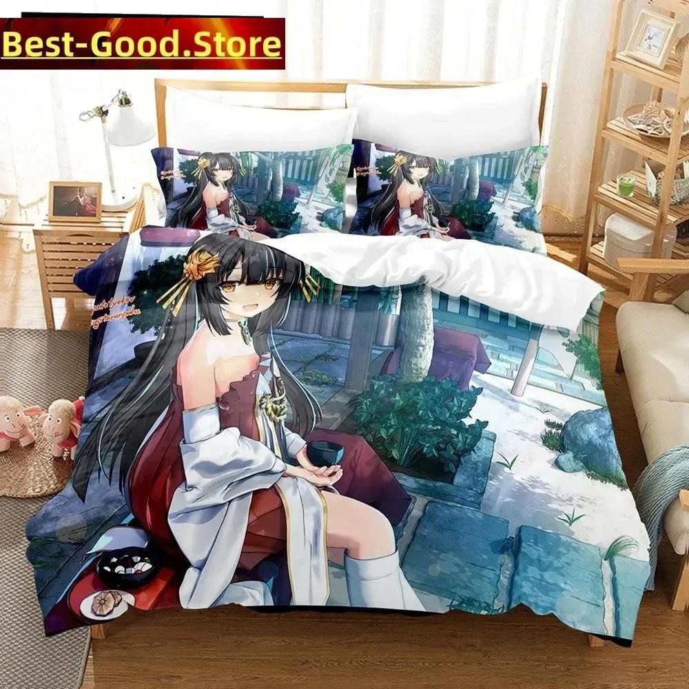 3D Аниме Azur Lane Комплект постельного белья Печатный комплект с наволочкой Пододеяльник Мягкий Односпальный Двуспальный Queen Super King Размер Спальня