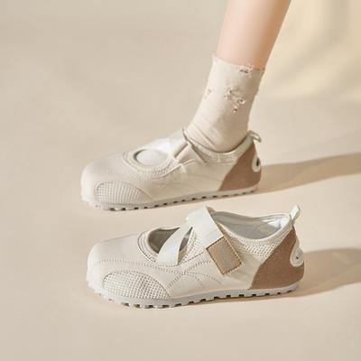 Augusteng Baotou спортивные сандалии женские 2025 новая летняя сетка легкая повседневная обувь на липучке белые туфли