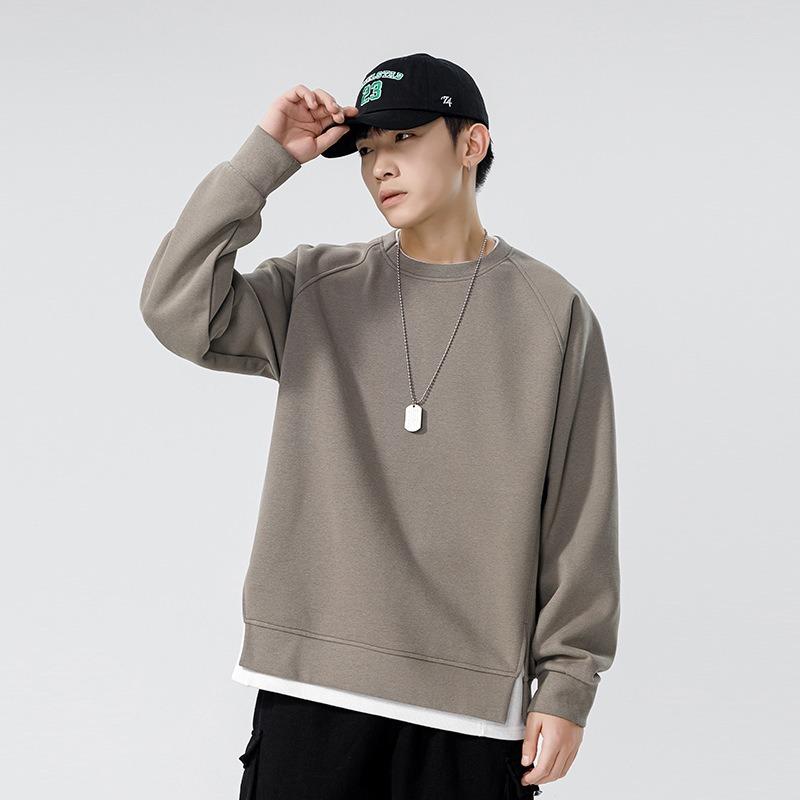 Men S Loose Fit Fleece Fake Two Piece Long Sleeve Hoodie