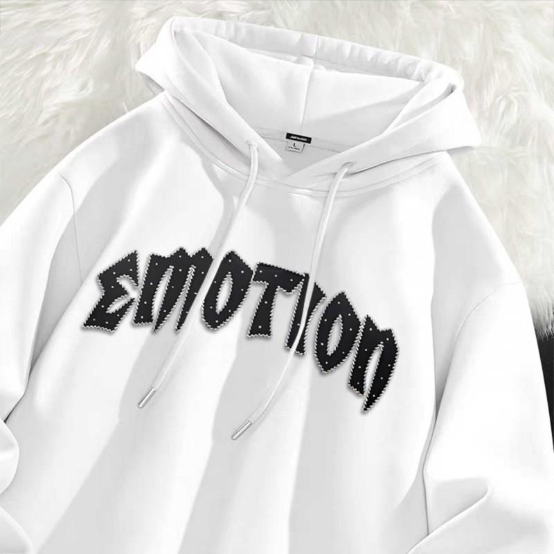 Oversized Hooded Sweatshirt Men Women Vintage Angel Print Thick Fleece Lined Loose Fit Winter Pullover
