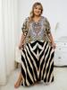 Zebra Print Women's Kaftan Plus Size Long Dress Robe Beach Wear Bathing Suit Cover Up House Dress Homewear Outfit Lounge Wear Q1415