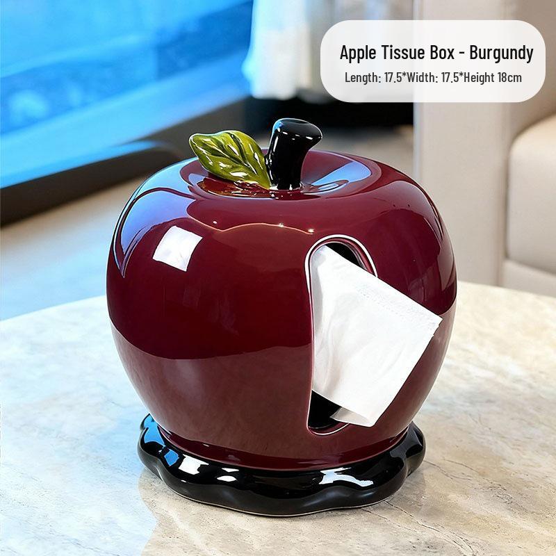 Высококачественная керамическая салфетница Apple для гостиной - Роскошный креативный держатель для салфеток для украшения журнального столика