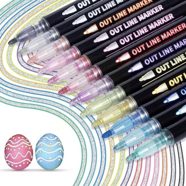 Magic contour pens - set of 12 with double line effect