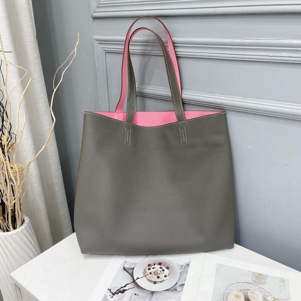 2026 Новая фабрика Гуанчжоу Двусторонняя кожаная сумка-шоппер Сумка-тоут из кожи первого слоя Настоящая кожаная женская сумка Мамина большая сумка