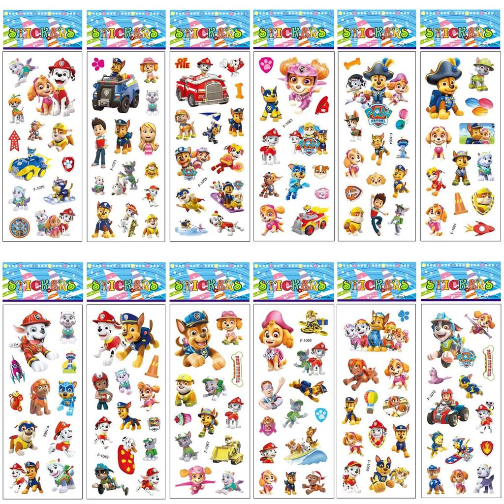 For Paw Patrol Stickers 3D Anime for Paw Patrol Stickers 12 Pieces for Children Infants Reward Stickers Cute Puffy Stickers DIY Calendar Notebook Wall