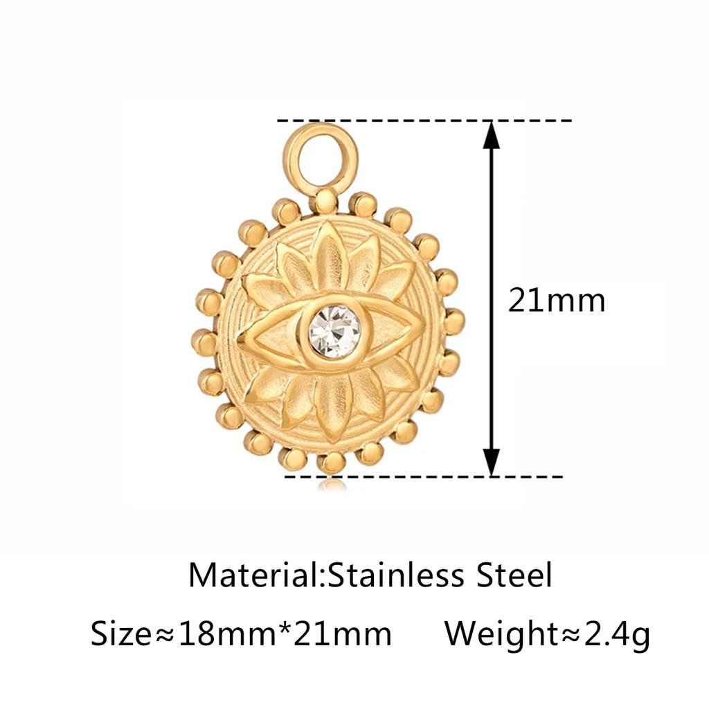 3pcs Stainless Steel Gold Color Plated Rhinestone Evil Blue Eye Charms Necklace Bracelet Earring DIY Jewelry Making Accessories