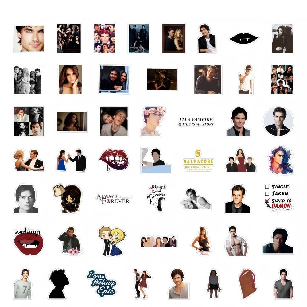 50 ШТ. Американский сериал Дневники вампира Наклейки-граффити для тетради, стакана для воды Водонепроницаемые декоративные наклейки