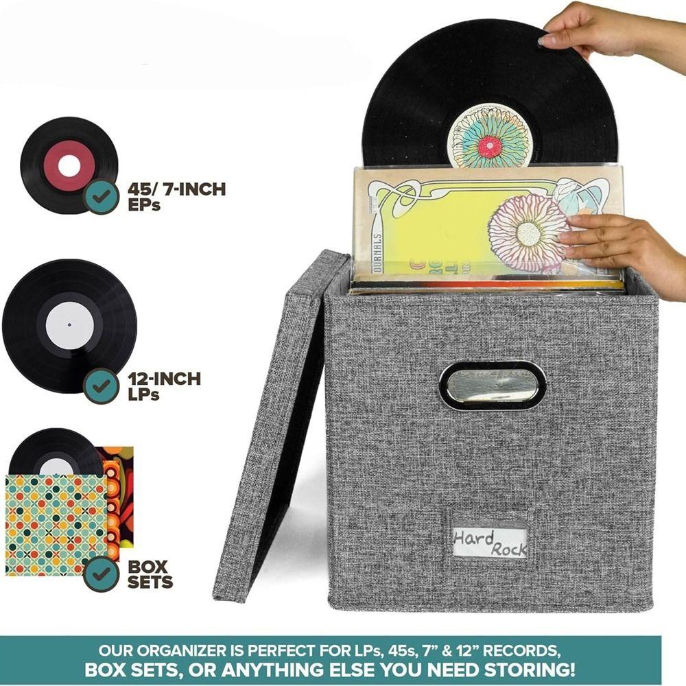 Foldable Vinyl Record Storage Boxes Cotton Linen Fabric Storage Boxes LP Record Organizer  for Home