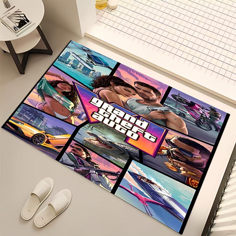 1pc Game Grand Theft Auto Print Area Rug - Soft, Washable Non-Slip Indoor Mat, Living Room, Home Office Decorative Rug,Office Decorative