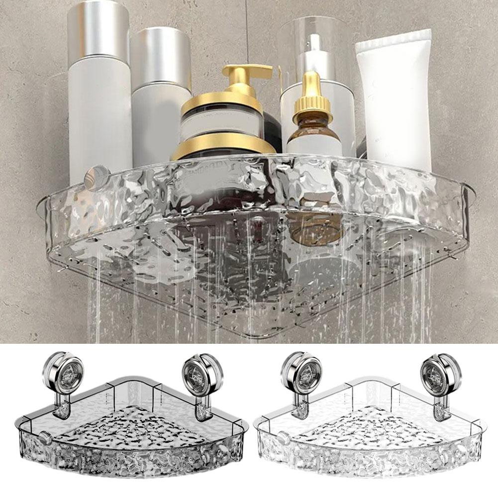 Полка для ванной на присоске, настенная полка без перфорации, угловая полка для хранения унитаза, треугольная полка для умывальника, ванная комната, N9K8