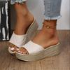 Summer Round Toe Wedge Platform Shoes Casual Solid Color Fashion Sexy Women's Sandals Hollow Comfortable Fish Mouth