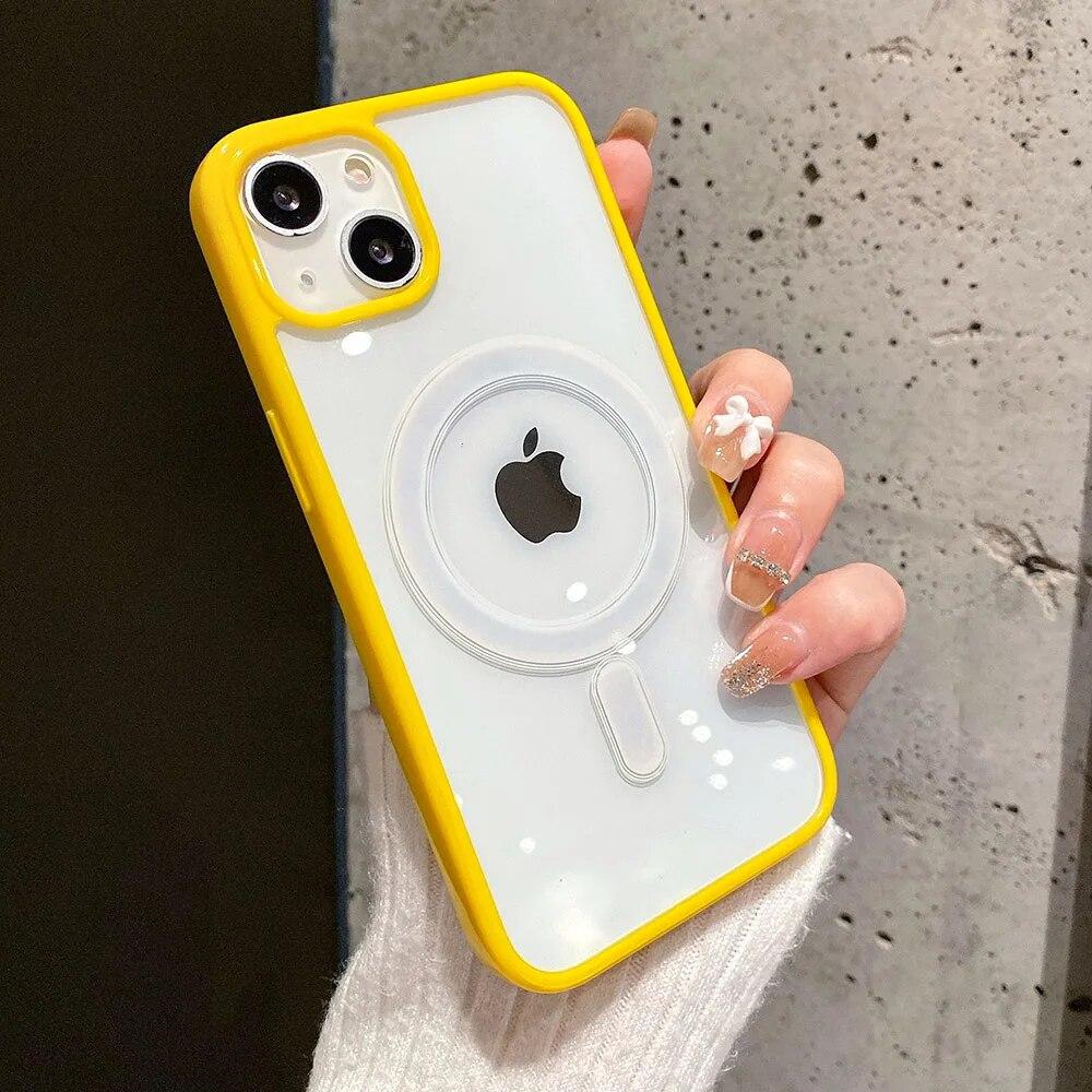 Роскошный магнитный чехол с беспроводной зарядкой для телефона Magsafe для iPhone 15 14 13 12 11 Pro Max XR XS X 7 8 SE мини противоударный чехол