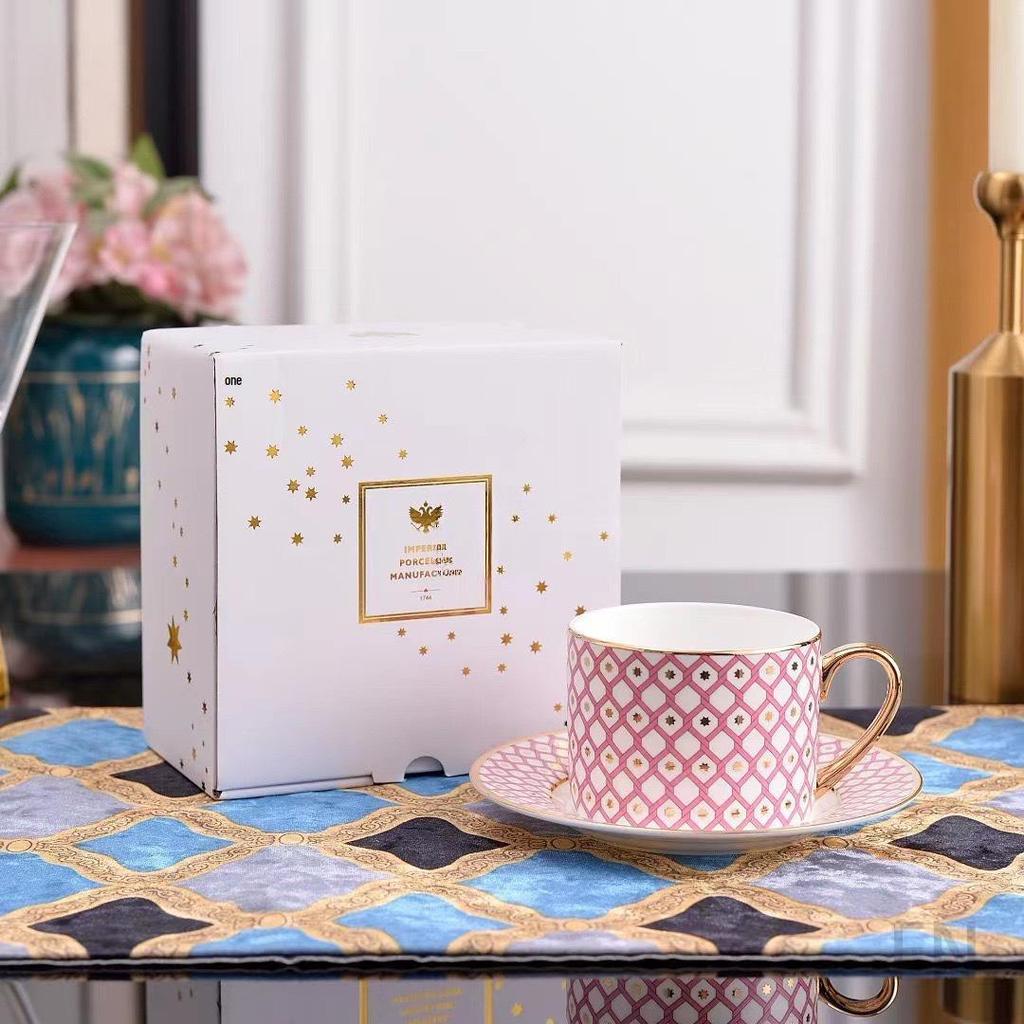 Russian Royal Bone China Coffee Cup & Saucer Set - European-Style Ceramic for Afternoon Tea