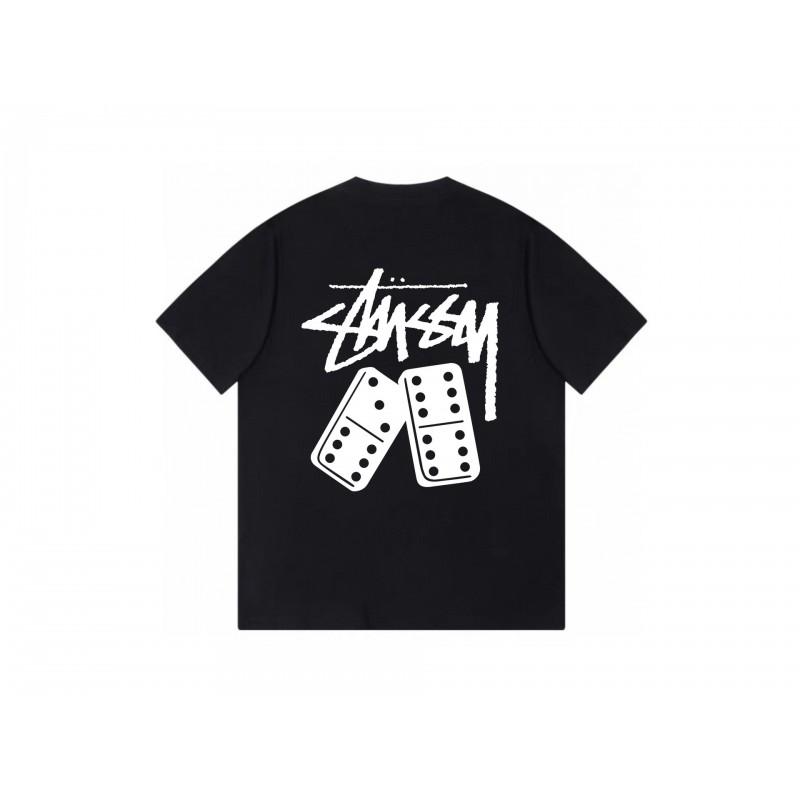 Футболка Stussy с коротким рукавом для подростков Свободный крой Хлопок 270 г Круглый вырез Повседневная одежда
