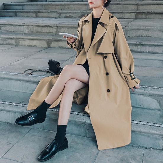 Женский плащ с отложным воротником, сохраняющий тепло, узор миди, весенне-осенний модный дизайн, ветровка, пальто, повседневная одежда