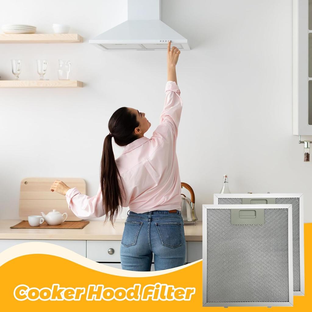 2Pcs 5 Layer Aluminium Mesh Range Hood Replaent Filter Grey