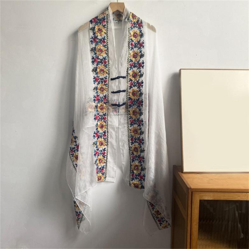 Soft Polyester Long Shawl with Intricate Ethnic Embroidery Shawl Elegant Shawl for Parties and Vacations