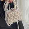 Retro Handbag Fairy Woven Beaded Bucket Bag Crossbody Bag Summer Niche Design Hollowed Out Pearl Bag
