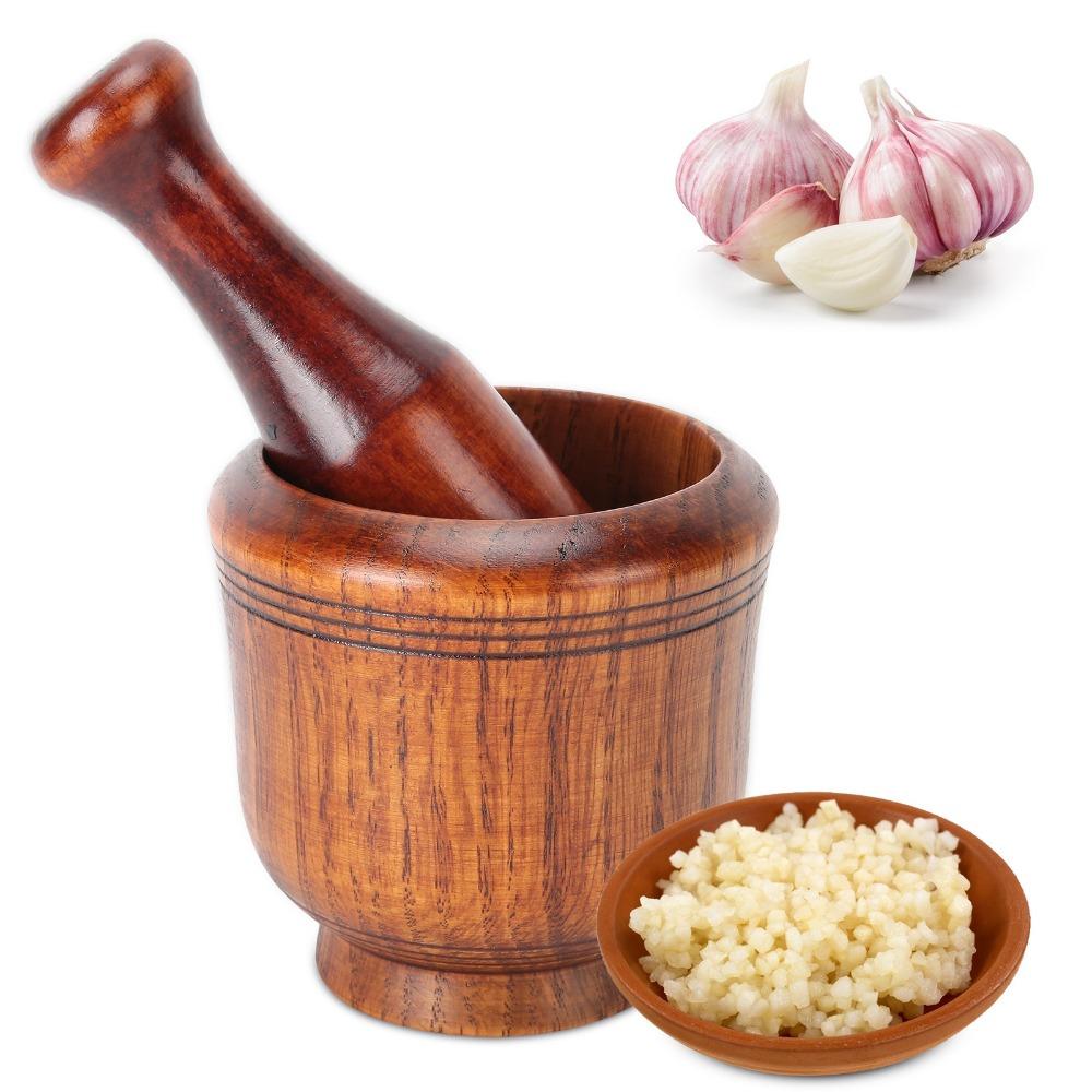Traditional Spice Grinder Wooden Pestle Set Kitchen Gadgets Garlic Masher Fresh Guacamole/Pesto