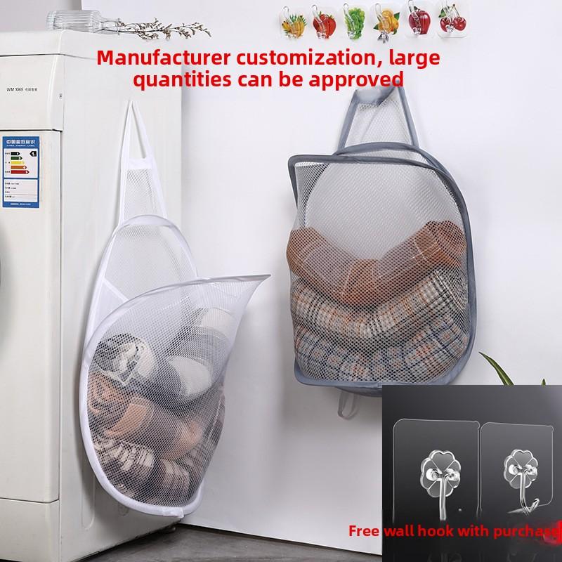 Складная корзина для белья Органайзер для грязной одежды Сетчатый мешок Бытовая настенная вешалка для одежды в ванной Корзины для одежды Ведро