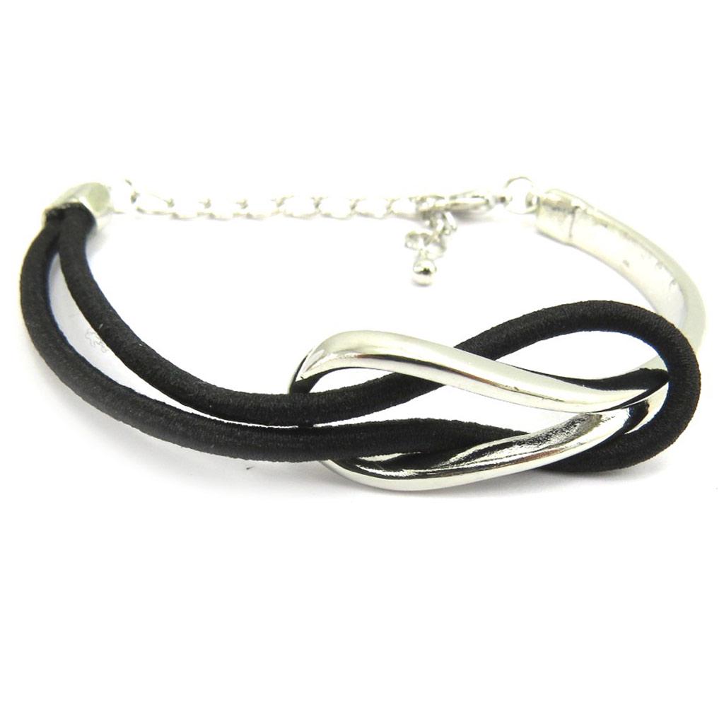 Les Trésors De Lily [L6058] - Silver Black 'Choréographie' Designer Bracelet - 45x30x13 Mm