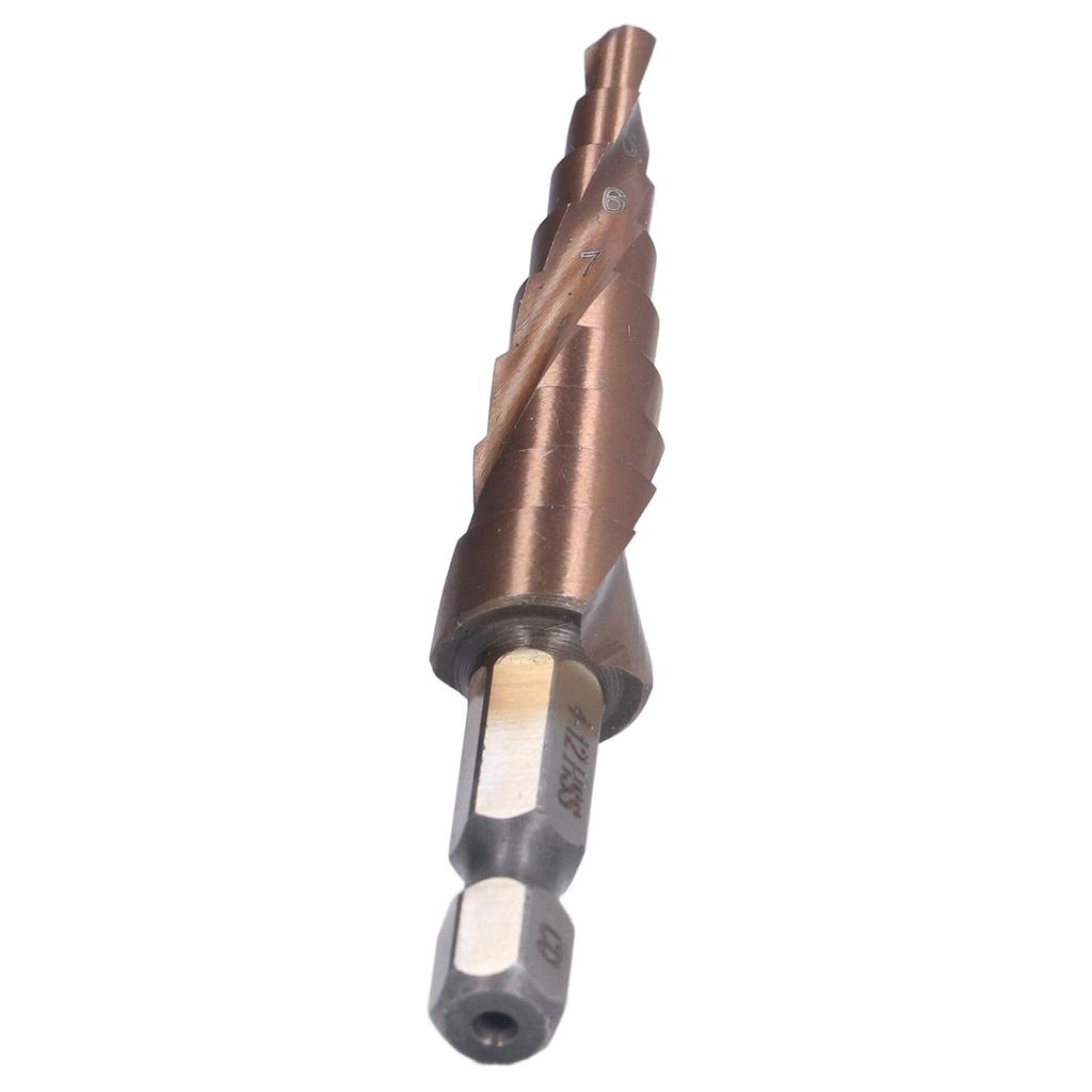 Spiral Step Drill Bit High Speed Steel Cobalt Hex Shank Steps Drills M35 9 Size 4?12mm