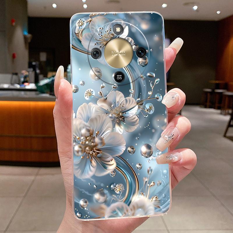 Чехол для Honor Magic 8 Lite Красивый Цветок Бабочка Силиконовый Прозрачный Задний Чехол Мягкий ТПУ Чехол для Телефона для Honor Magic8 Lite 5G Funda