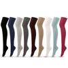 Осенне-зимние женские полосатые однотонные хлопковые вязаные чулки выше колена