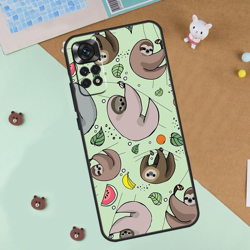 Cute Sloth Animal Case For Xiaomi Redmi Note 14 13 12 9 10 11 Pro 10S 11S 12S Cover For Redmi 13C 10C 12C 14C