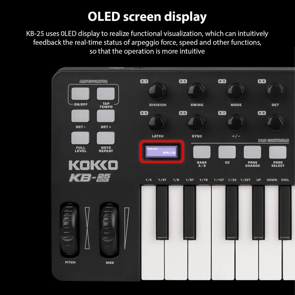MIDI Keyboard Controller Beat Maker Machine 25 Keys MIDI Keyboard Portable Arranging Strike Pad