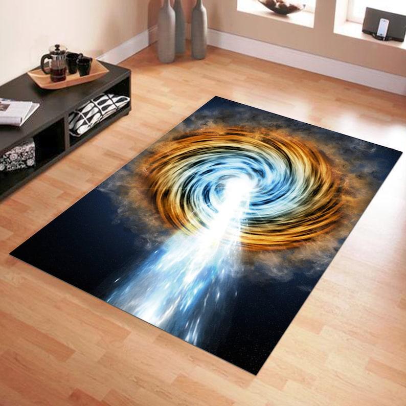Multicolor Design Rug Colorful Rug Modern Area Rug 3D Art Vortex Rug Universe Planet Rug Black Hole Rug Living Room Rug