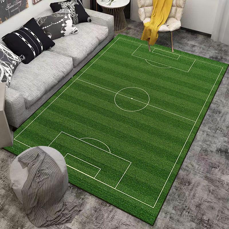 Soccer Field Design Carpet for Living Room or Bedroom Decor Green Rug Suitable for use as an anti-slip for living room bedroom sofas
