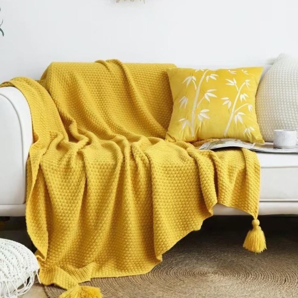 Handmade Nap Blanket with Tassel Throw Blanket Fashion Sofa Blanket  Bed