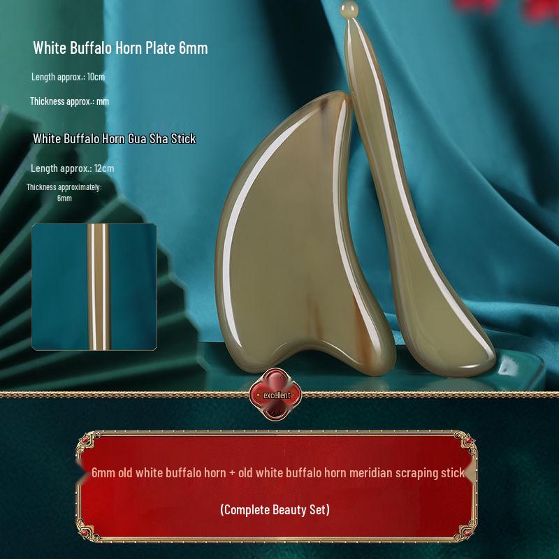 Белый рог буйвола Гуа Ша инструмент для массажа лица для лечения морщин