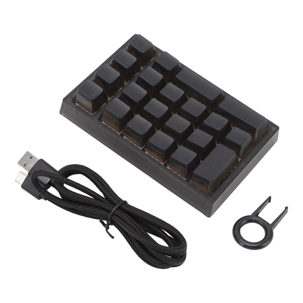 21-клавишная цифровая клавиатура с RGB-подсветкой, эргономичная, маленькая, механическая, numpad, цифровая клавиатура для ноутбука, компьютера, черная