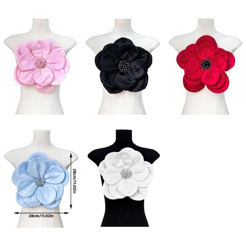 Multi Layer Soft Fabric Large Flower Brooch Stylish Breastpin for Dresses and Tops Floral Shaped Corsage Party Accessory