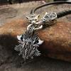 Men Necklace Viking Wolf Head With Thor 'S Hammer Mjolnir Necklace Pendant Norse Talisman Ethnic Jewelry