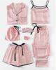 "Korean Striped Women's Seven-Piece Pajama Set for All Seasons"