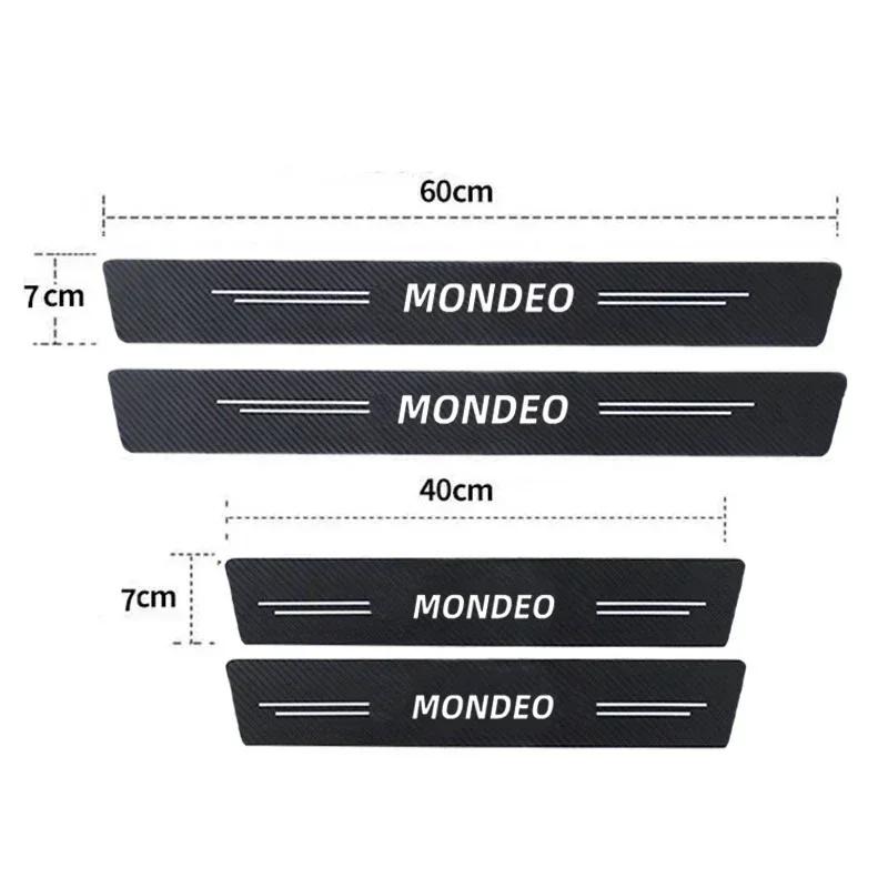 RELU6 New Carbon Fiber Car Door Sill Sticker Threshold Side Anti Scratch Sticker For Ford MONDEO Logo Waterproof Decal Car Accessories