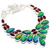 Australian Triplet Fire Opal, Garnet 925 Sterling Silver Jewelry Necklace 18" MQ-1239